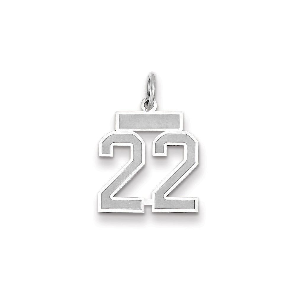 Million Charms 14K White Gold Themed Small Satin Number 22 Charm