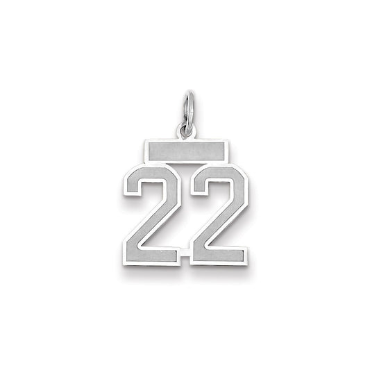 Million Charms 14K White Gold Themed Small Satin Number 22 Charm