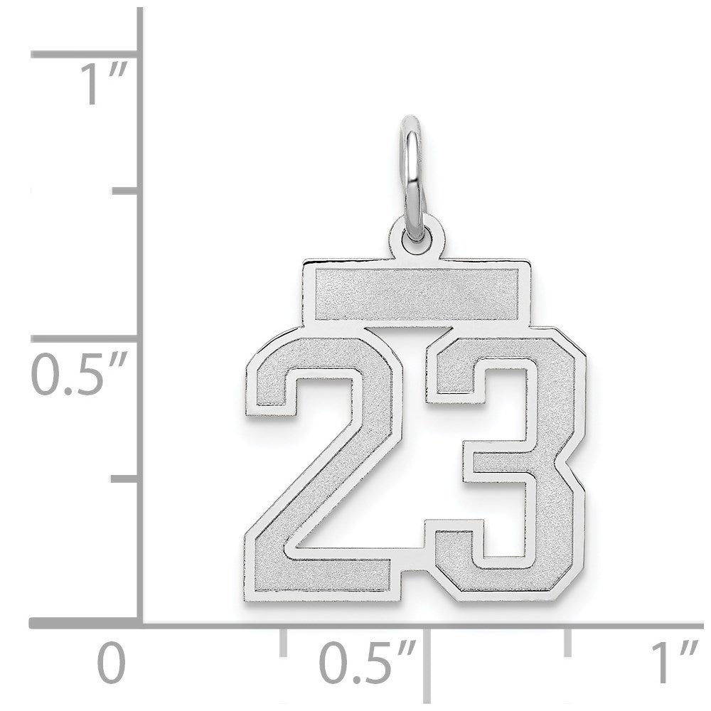 Million Charms 14K White Gold Themed Small Satin Number 23 Charm