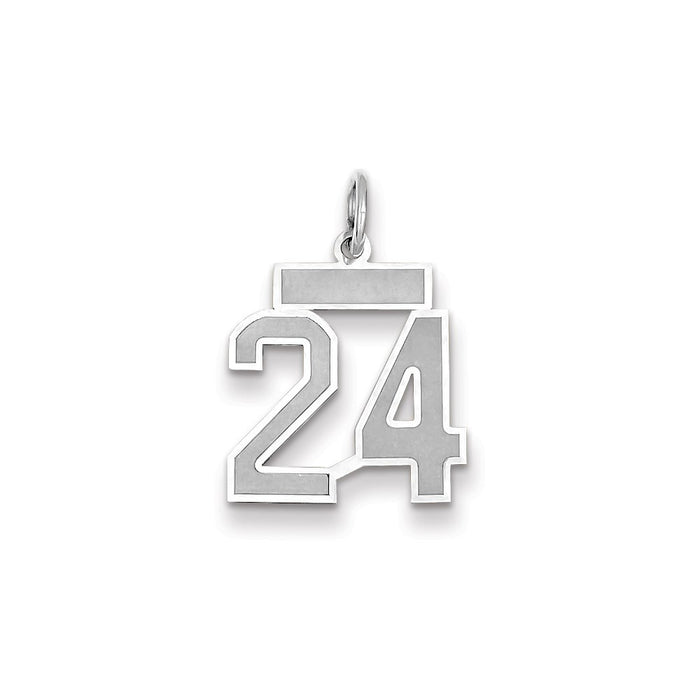 Million Charms 14K White Gold Themed Small Satin Number 24 Charm