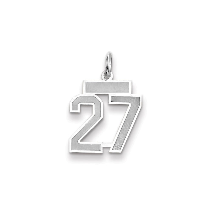 Million Charms 14K White Gold Themed Small Satin Number 27 Charm