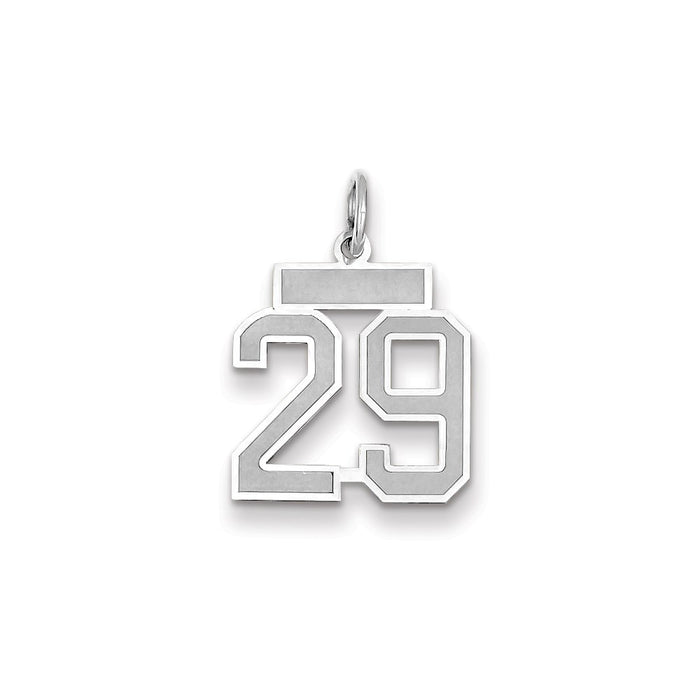 Million Charms 14K White Gold Themed Small Satin Number 29 Charm