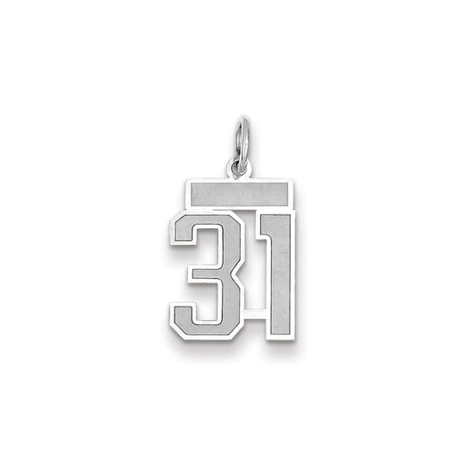 Million Charms 14K White Gold Themed Small Satin Number 31 Charm