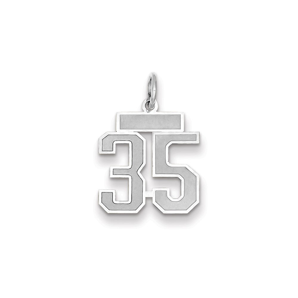 Million Charms 14K White Gold Themed Small Satin Number 35 Charm