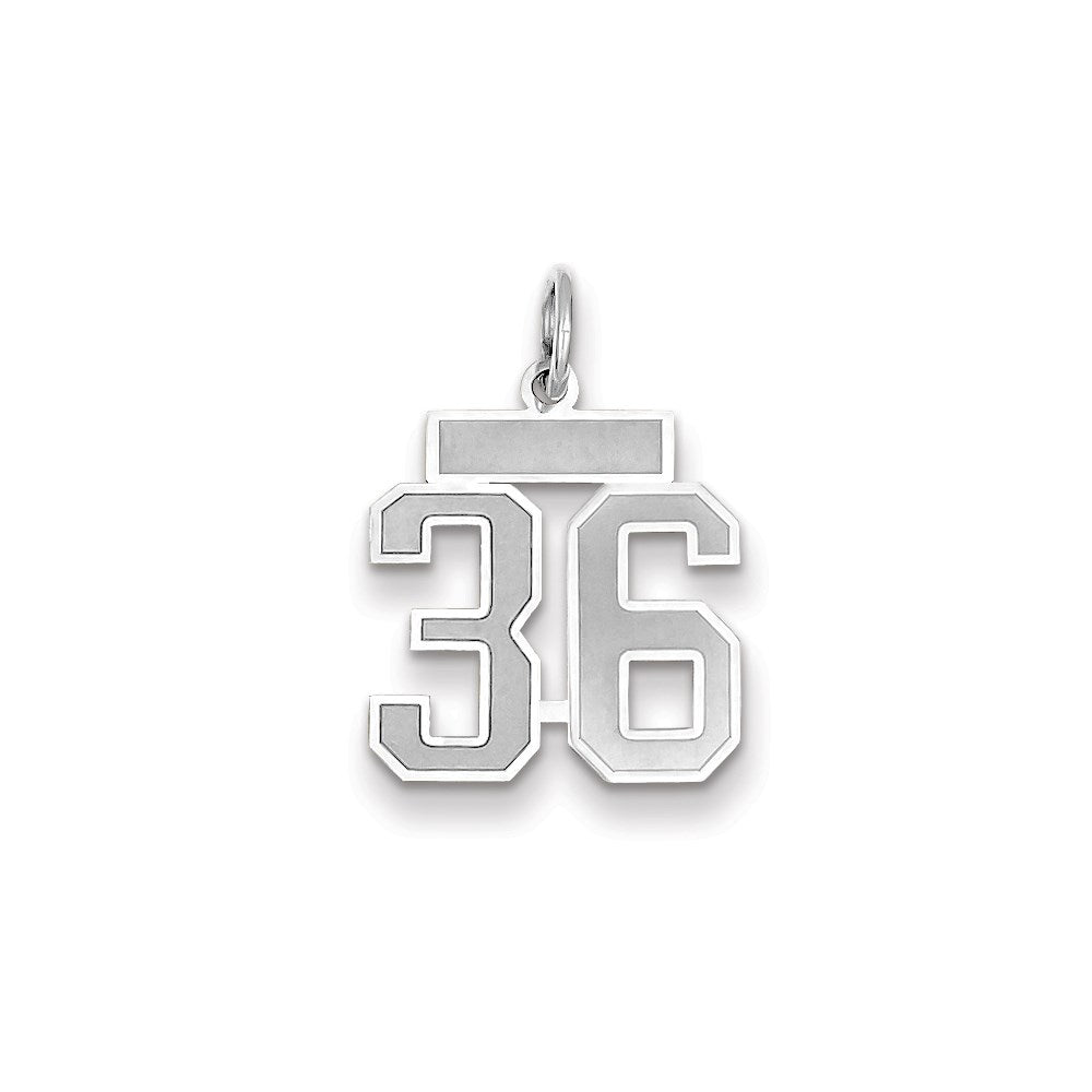 Million Charms 14K White Gold Themed Small Satin Number 36 Charm