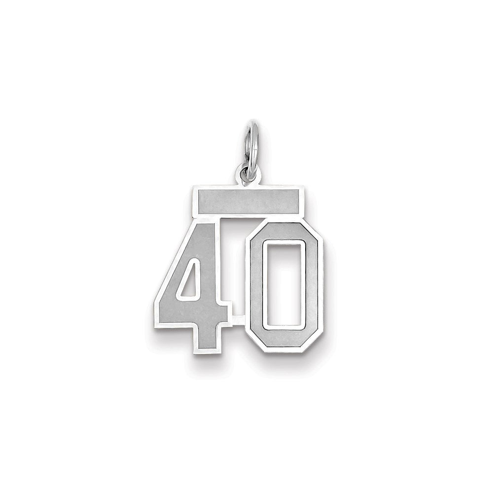 Million Charms 14K White Gold Themed Small Satin Number 40 Charm