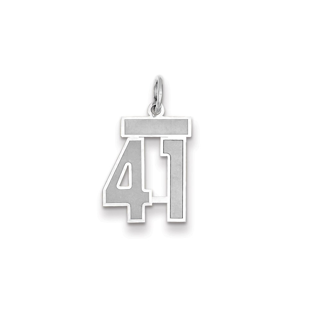 Million Charms 14K White Gold Themed Small Satin Number 41 Charm