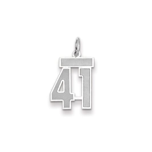 Million Charms 14K White Gold Themed Small Satin Number 41 Charm