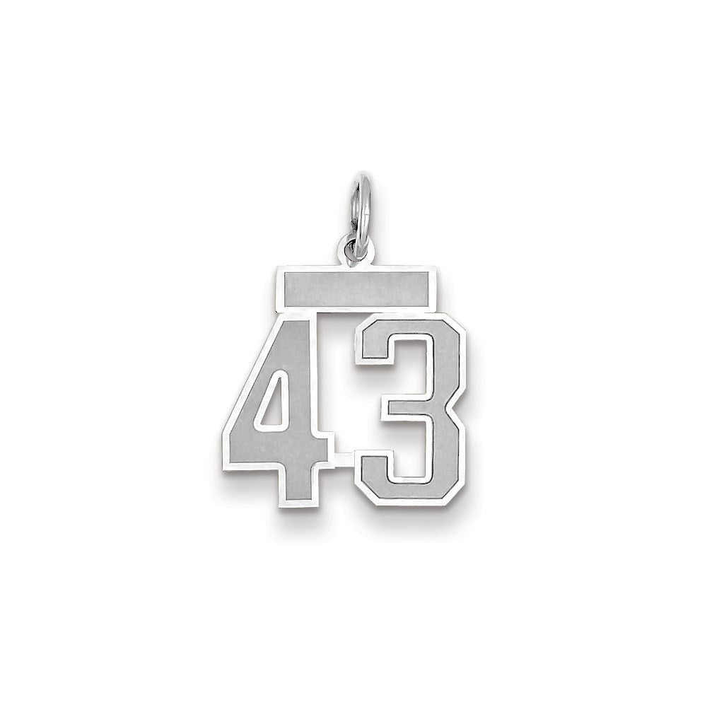 Million Charms 14K White Gold Themed Small Satin Number 43 Charm