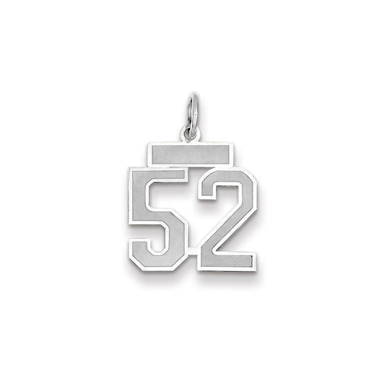 Million Charms 14K White Gold Themed Small Satin Number 52 Charm