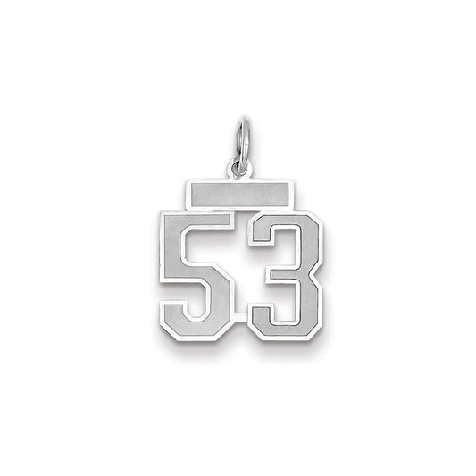 Million Charms 14K White Gold Themed Small Satin Number 53 Charm