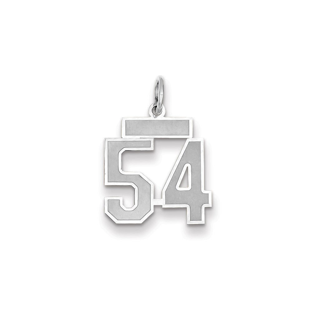 Million Charms 14K White Gold Themed Small Satin Number 54 Charm