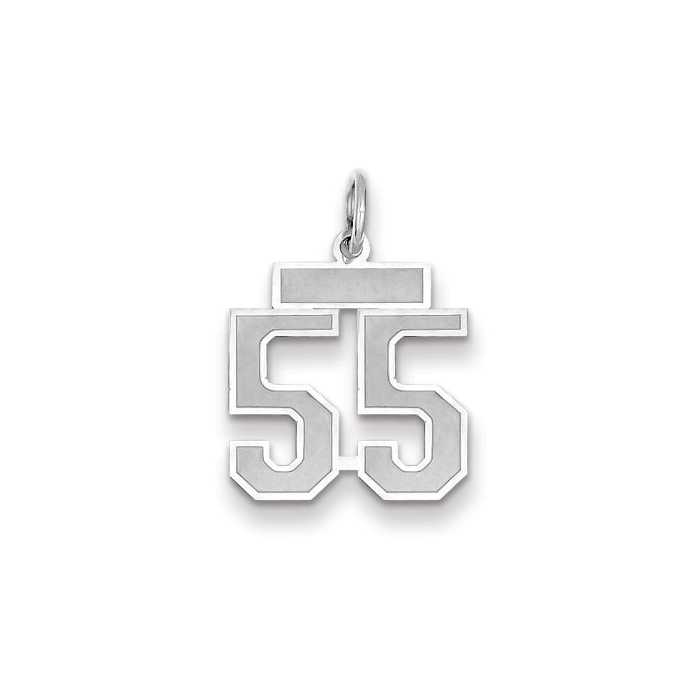 Million Charms 14K White Gold Themed Small Satin Number 55 Charm