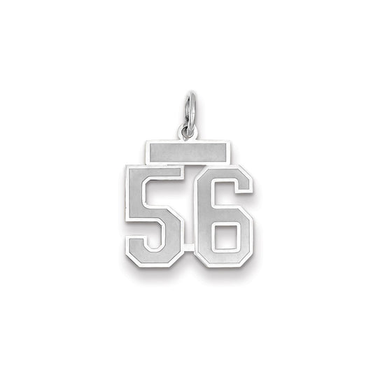 Million Charms 14K White Gold Themed Small Satin Number 56 Charm