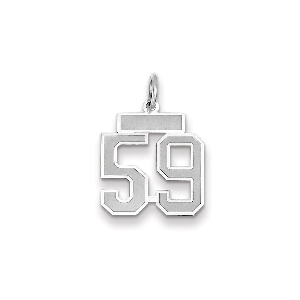 Million Charms 14K White Gold Themed Small Satin Number 59 Charm