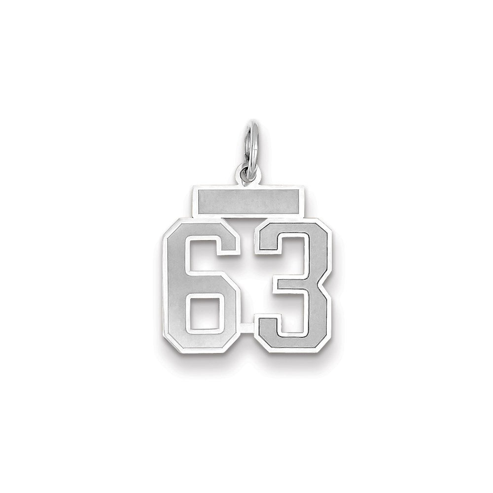 Million Charms 14K White Gold Themed Small Satin Number 63 Charm