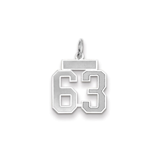 Million Charms 14K White Gold Themed Small Satin Number 63 Charm