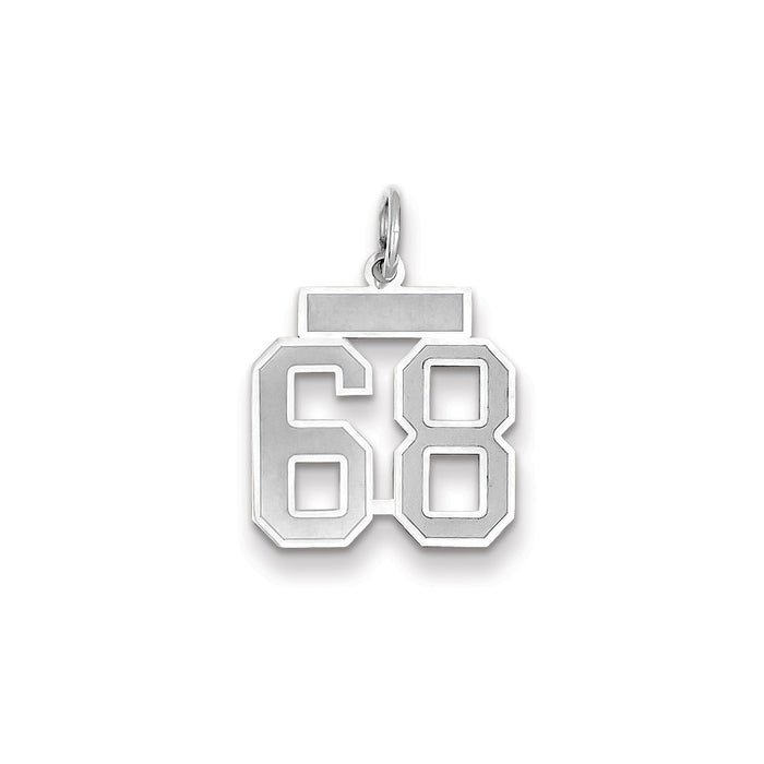 Million Charms 14K White Gold Themed Small Satin Number 68 Charm