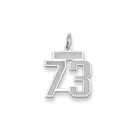 Million Charms 14K White Gold Themed Small Satin Number 73 Charm