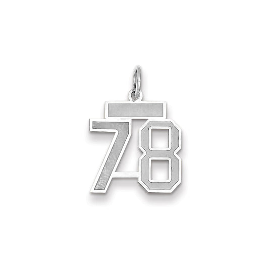 Dije de número 78 pequeño de satén con temática de oro blanco de 14K de Million Charms