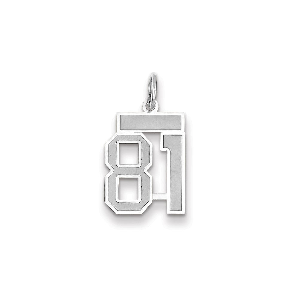 Million Charms 14K White Gold Themed Small Satin Number 81 Charm