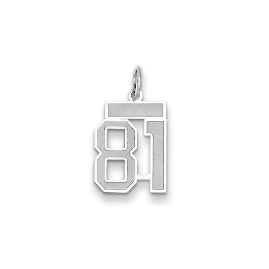 Million Charms 14K White Gold Themed Small Satin Number 81 Charm