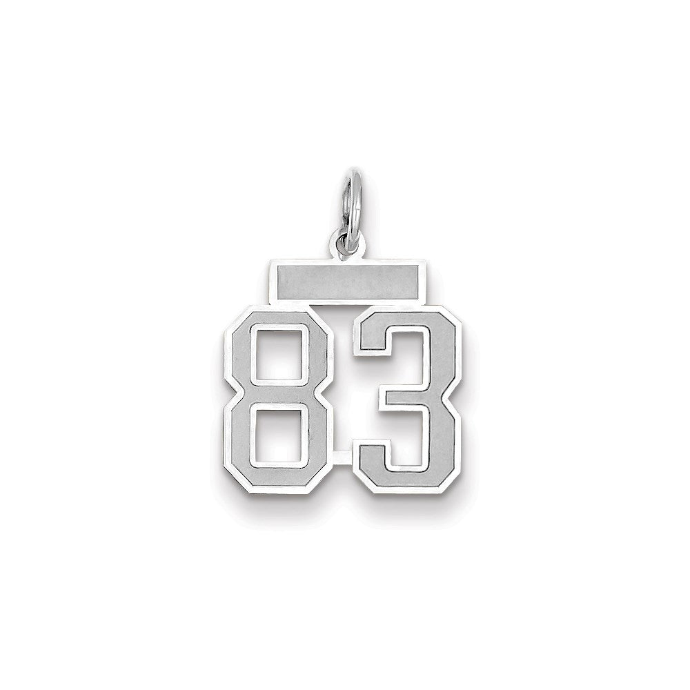 Million Charms 14K White Gold Themed Small Satin Number 83 Charm