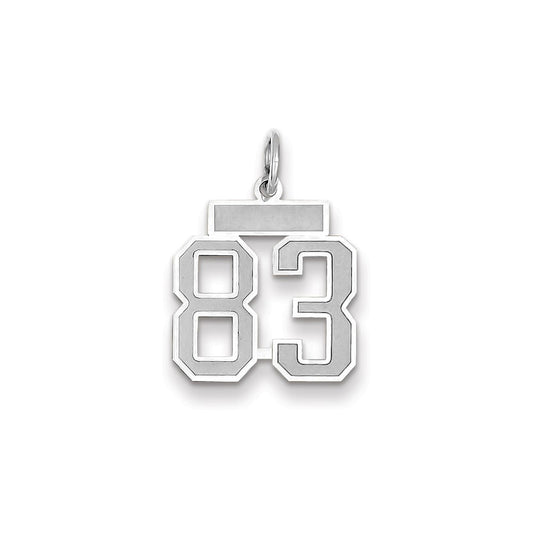Million Charms 14K White Gold Themed Small Satin Number 83 Charm