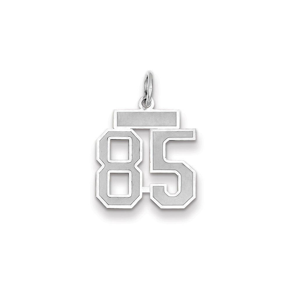Million Charms 14K White Gold Themed Small Satin Number 85 Charm