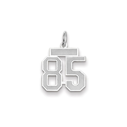 Million Charms 14K White Gold Themed Small Satin Number 85 Charm