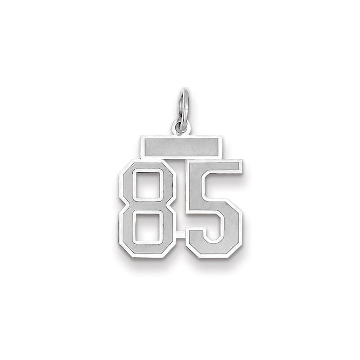 Million Charms 14K White Gold Themed Small Satin Number 85 Charm