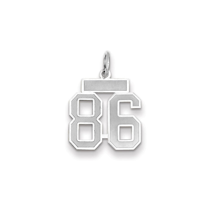 Million Charms 14K White Gold Themed Small Satin Number 86 Charm