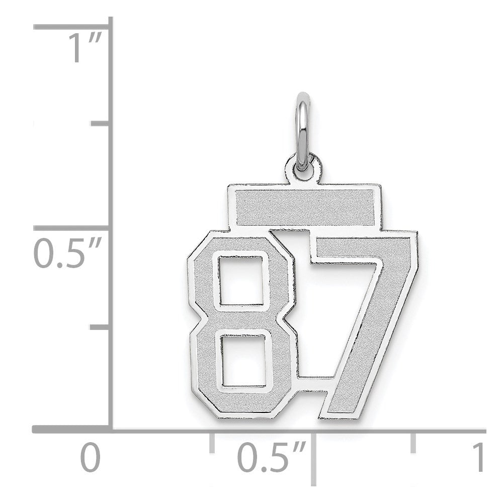 Million Charms 14K White Gold Themed Small Satin Number 87 Charm