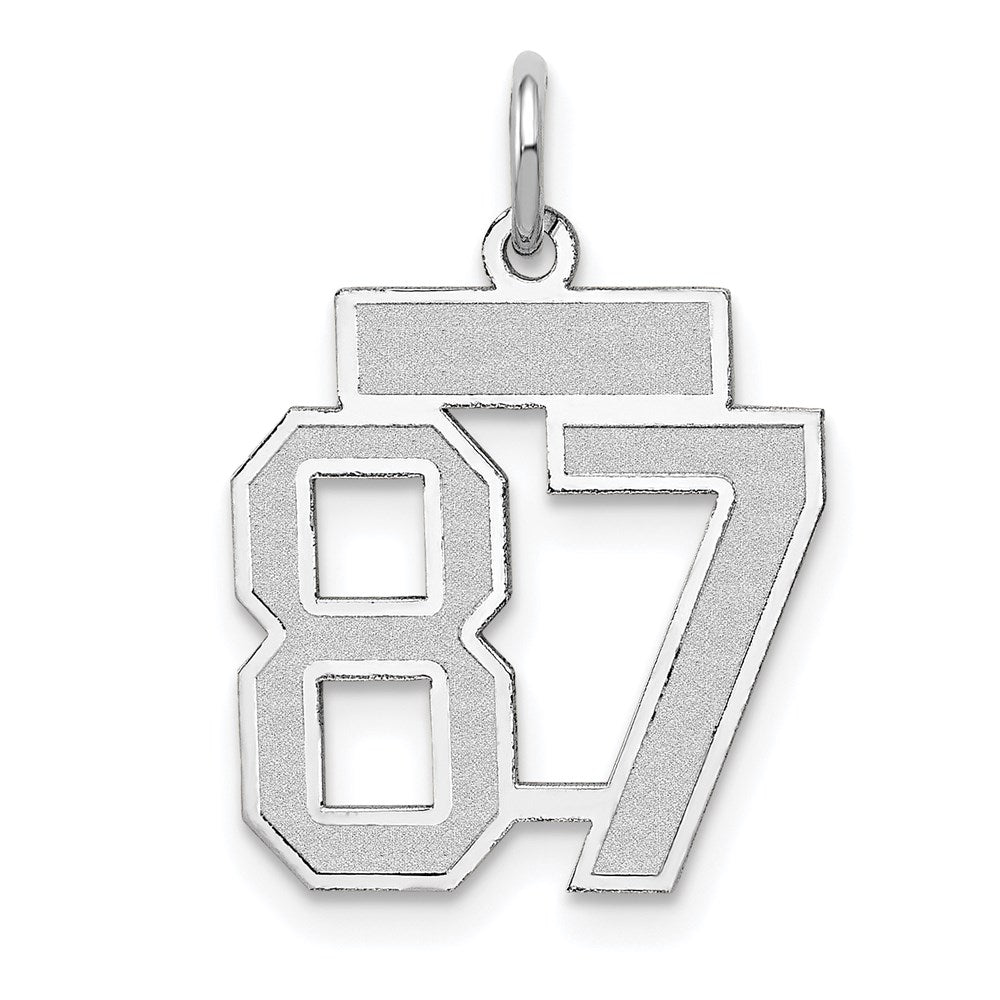 Million Charms 14K White Gold Themed Small Satin Number 87 Charm