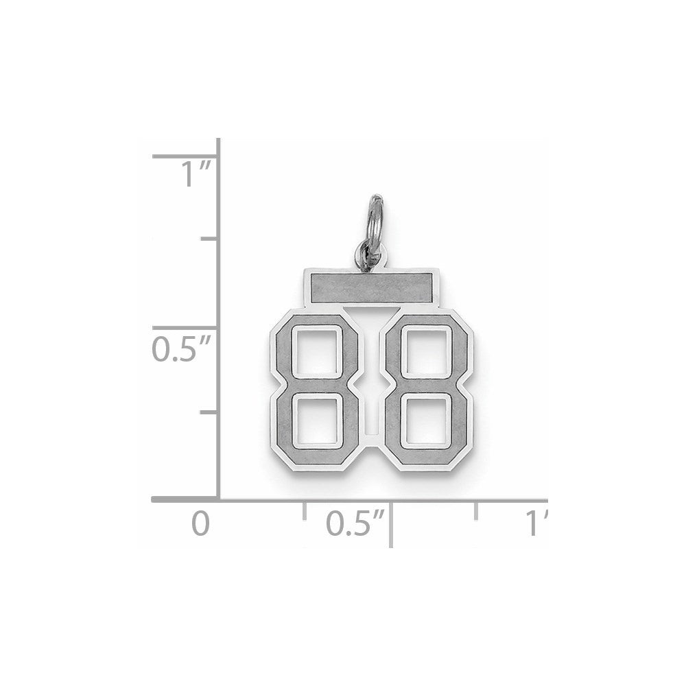 Million Charms 14K White Gold Themed Small Satin Number 88 Charm