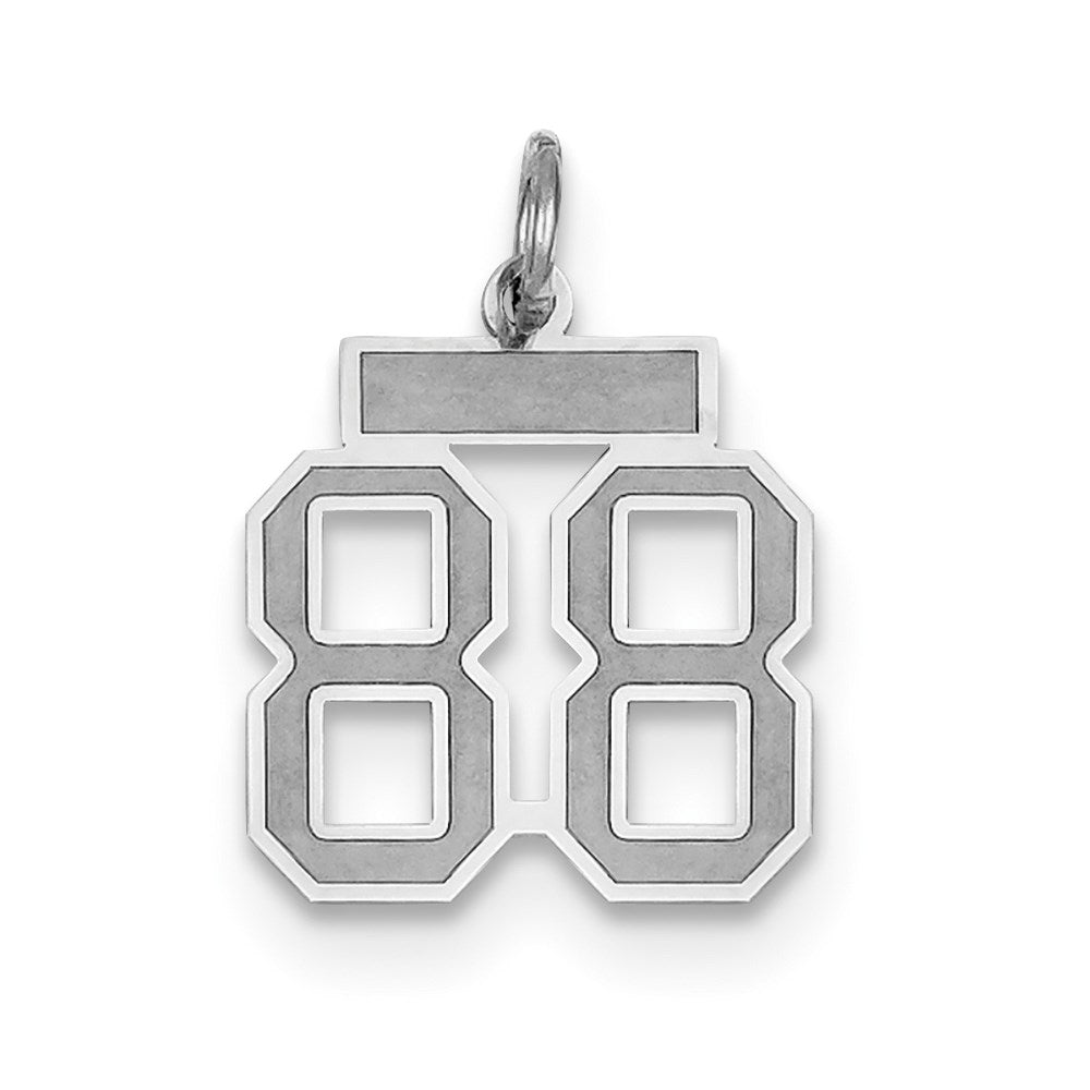 Million Charms 14K White Gold Themed Small Satin Number 88 Charm