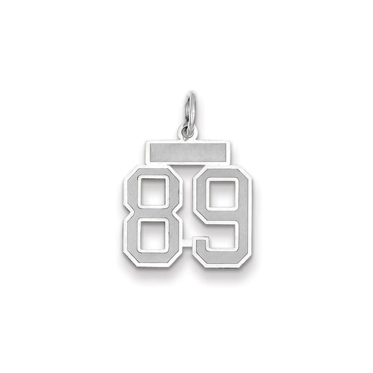 Million Charms 14K White Gold Themed Small Satin Number 89 Charm