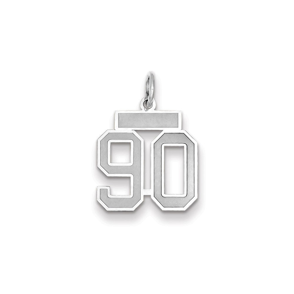 Million Charms 14K White Gold Themed Small Satin Number 90 Charm