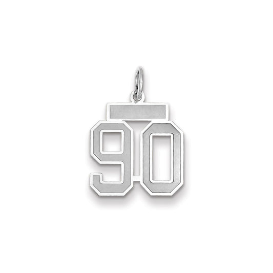 Million Charms 14K White Gold Themed Small Satin Number 90 Charm