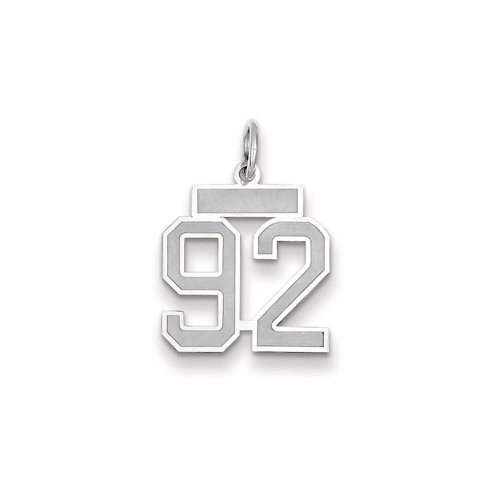 Million Charms 14K White Gold Themed Small Satin Number 92 Charm