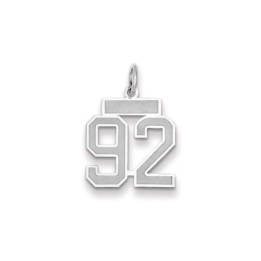 Million Charms 14K White Gold Themed Small Satin Number 92 Charm