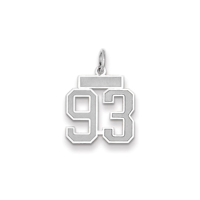 Million Charms 14K White Gold Themed Small Satin Number 93 Charm