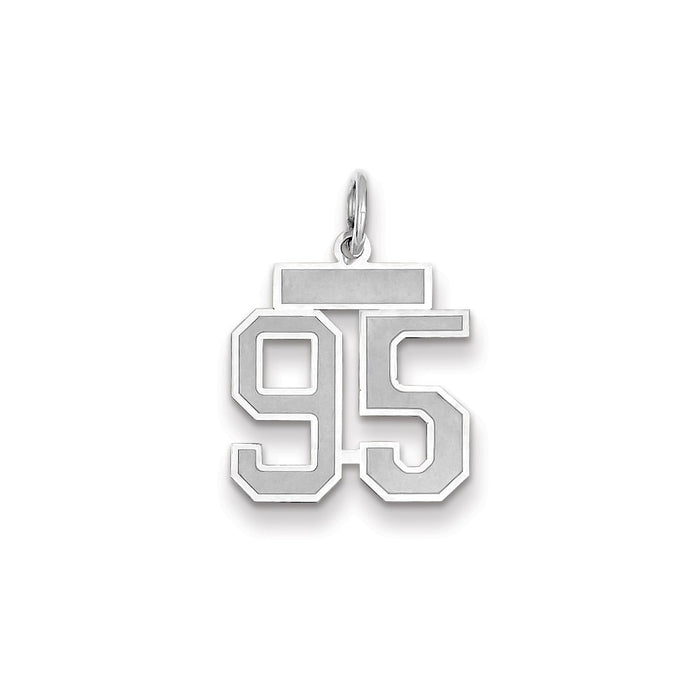 Million Charms 14K White Gold Themed Small Satin Number 95 Charm
