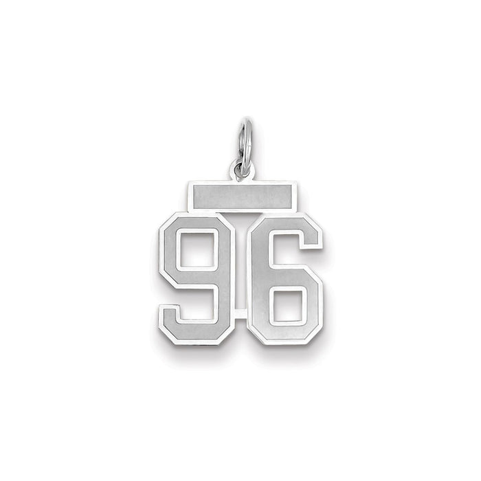 Million Charms 14K White Gold Themed Small Satin Number 96 Charm