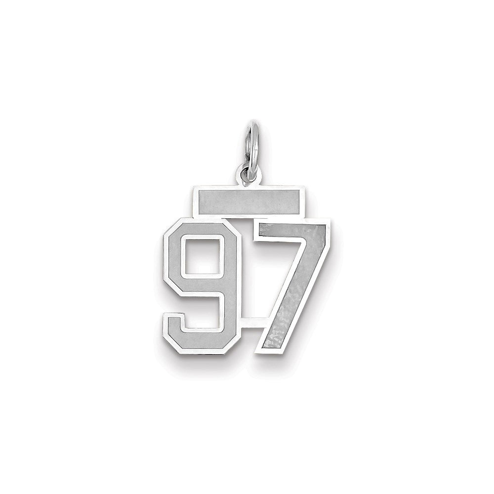 Million Charms 14K White Gold Themed Small Satin Number 97 Charm
