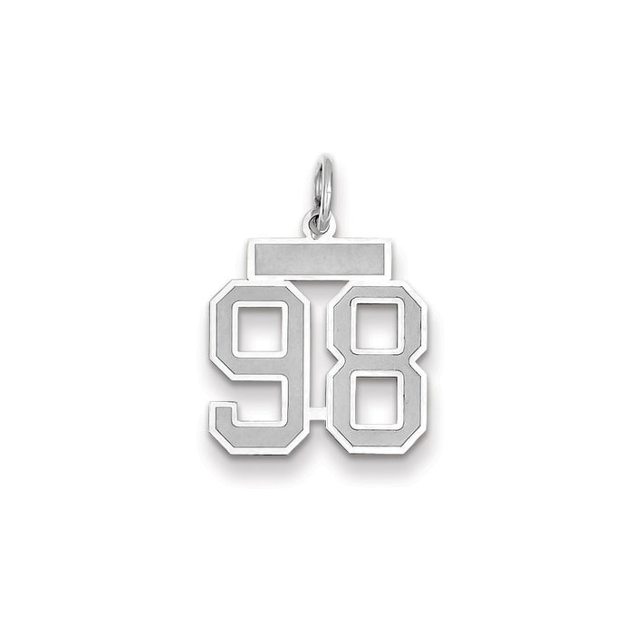 Million Charms 14K White Gold Themed Small Satin Number 98 Charm