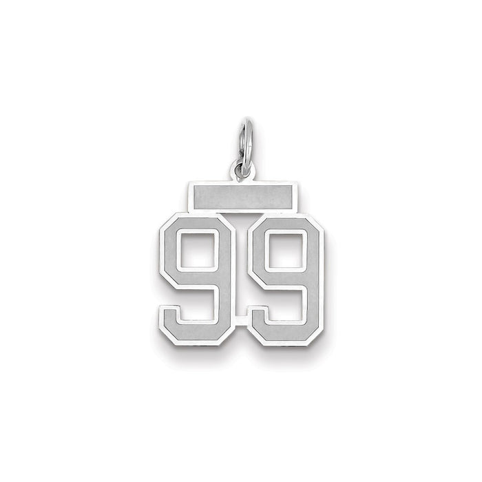 Million Charms 14K White Gold Themed Small Satin Number 99 Charm
