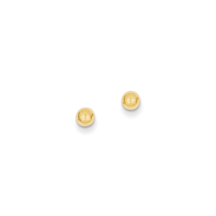 Million Charms 14k Yellow Gold Polished 4mm Ball Post Earrings, 4mm x 4mm