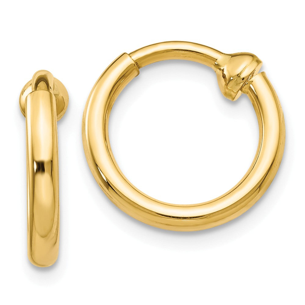 Million Charms 14k Yellow Gold Non-Pierced Hoop Earrings, 10mm x 2mm