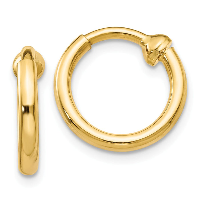 Million Charms 14k Yellow Gold Non-Pierced Hoop Earrings, 10mm x 2mm